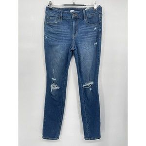 Old Navy Size 6 Pop Icon Skinny Jeans Womens Blue Distressed Mid‎ Rise Denim